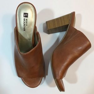 White Mountain Trendy Leather Heel Slip Ons